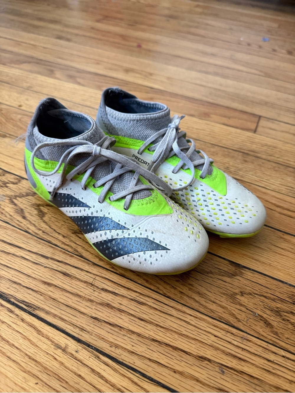 Adidas Kids' Soccer Shoes in Gray and Neon Green